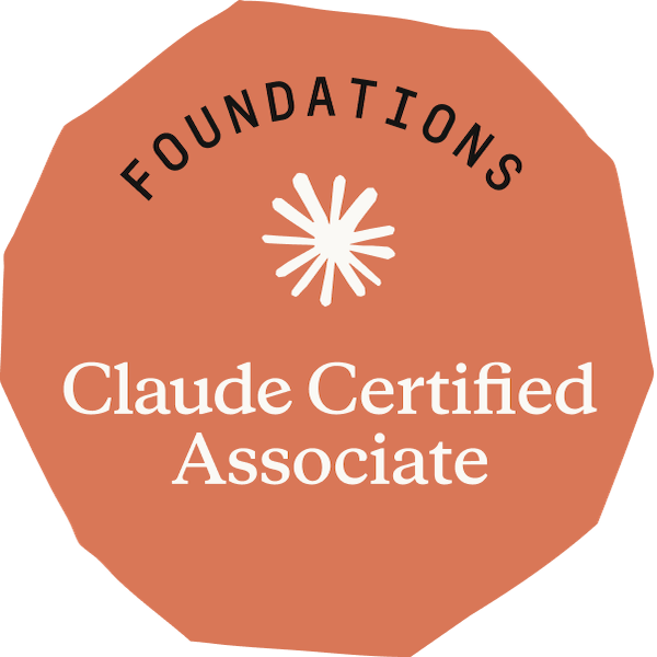 Credencial Claude Certified Associate Foundations, emitida pela Anthropic